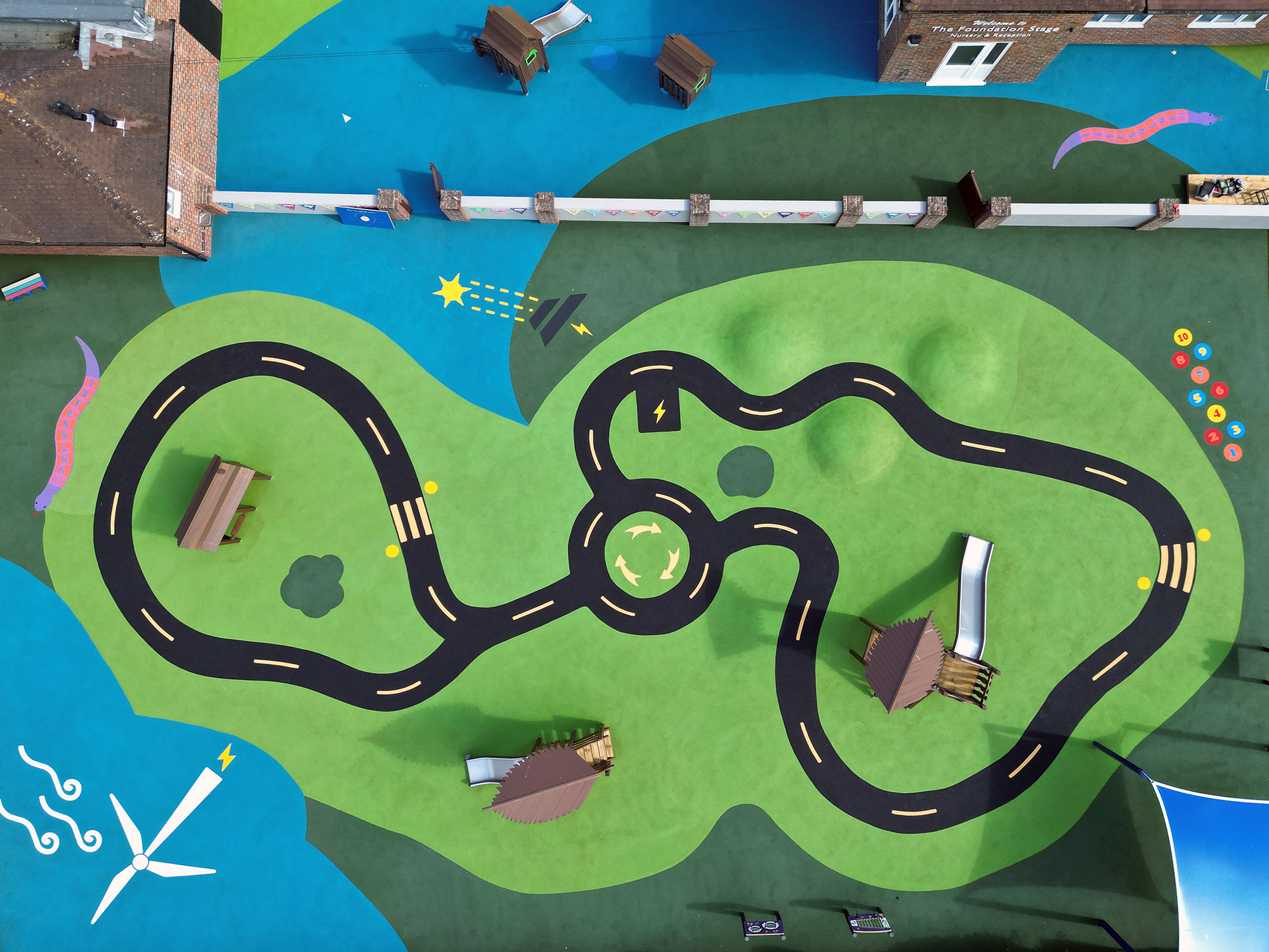 wet pour rubber graphics in a school playground