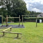 Full trim trail overview with monkey bars and zig zag beams