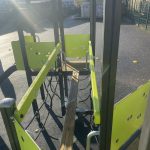 Internal view showing a rope bridge between play towers